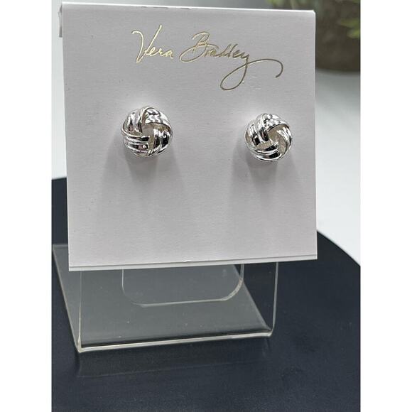 Vera Bradley Silver Tone Love Knot‎ Studs New with Tags - Picture 3 of 8